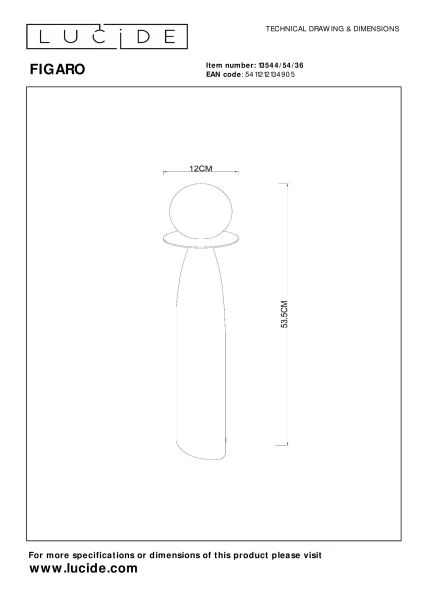 Lucide FIGARO - Lampe de table - Ø 12 cm - 1xG9 - Gris - technique